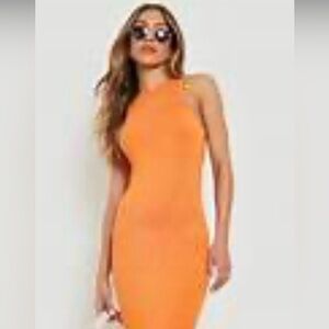 Bandier Rivington Racer Ribbed Orange Dress